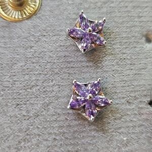 925 silver amethyst flower studs